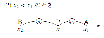 数直線上の内分点の座標の図その２